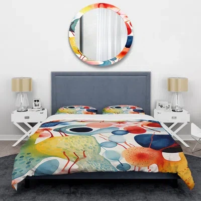 Design Art Colorful Geometric Mid Century Shapes 4 - Abstract Painting Duvet Cover Set