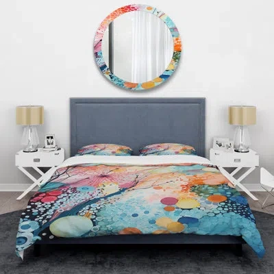 Design Art Colorful Ink River Microscopic Fantasia 2 - Abstract Shapes Duvet Cover Set In Blue;pink