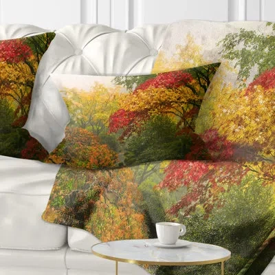 Design Art Colorful Maple Trees - Floral Printed Throw Pillow