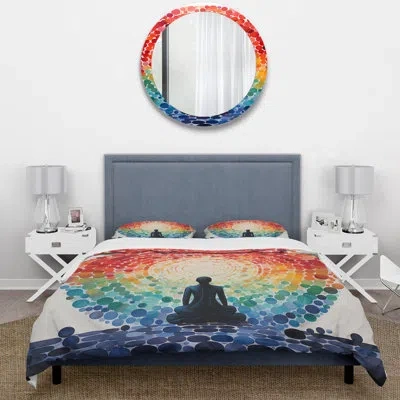 Design Art Colorful Meditation Harmony Of Mind - Spiritual Duvet Cover Set - Microfiber Polyester In Multi-color