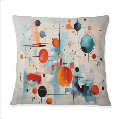 Design Art Colorful Mid Century Abstract Atomic Ii - Abstract Midcentury Printed Throw Pillow In Blue;black;brown;green;red;yellow