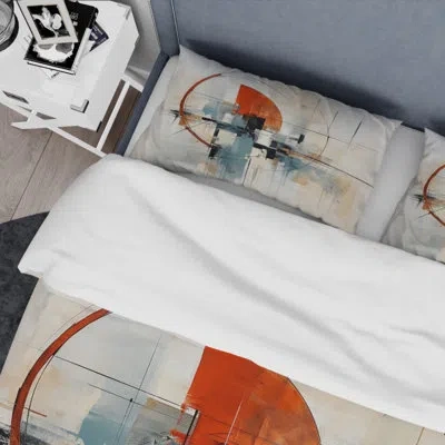 Design Art Colorful Mid Century Abstract Elegance Ii - Abstract Duvet Cover Set - Microfiber Polyester In Black;white