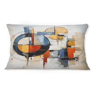 Design Art Colorful Mid Century Abstract Fusion I - Abstract Midcentury Printed Throw Pillow In Multi-color