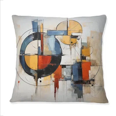 Design Art Colorful Mid Century Abstract Fusion I - Abstract Midcentury Printed Throw Pillow In Multi-color