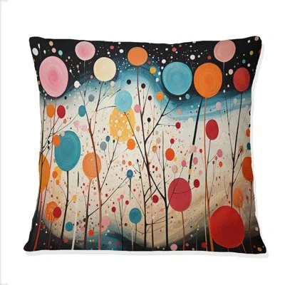 Design Art Colorful Mid Century Abstract Fusion Vii - Abstract Midcentury Printed Throw Pillow In Blue;black;brown;green;red;yellow