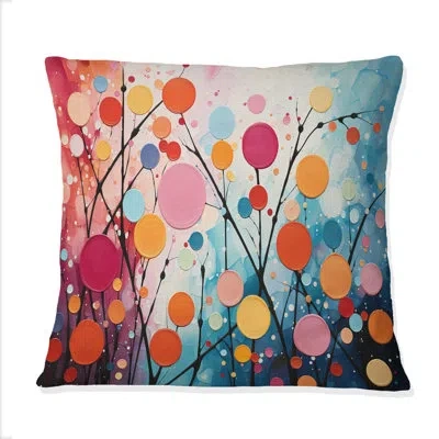Design Art Colorful Mid Century Abstract Fusion Viii - Abstract Midcentury Printed Throw Pillow In Blue;black;brown;green;red;yellow