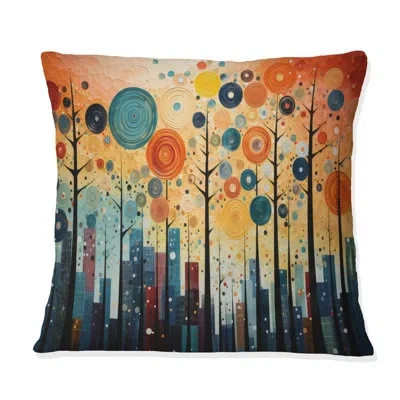 Design Art Colorful Mid Century Bold Breeziness Iii - Abstract Midcentury Printed Pillow In Blue;orange