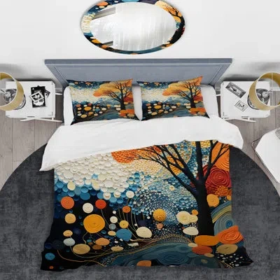 Design Art Colorful Mid Century Dynamic Duality V - Abstract Midcentury Duvet Cover Set - Microfiber Polyester In Blue;orange