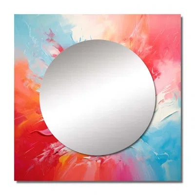 Design Art Colorful Mid Century Energetic Eruptions Iii - Abstract Large Square Mirror For Wall Art Decor In Blue;black;green;gray;white;red;yellow;p