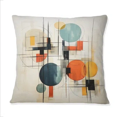 Design Art Colorful Mid Century Geometry Patchwork Ii - Minimalism Printed Throw Pillow In Blue;black;brown;green;red;yellow