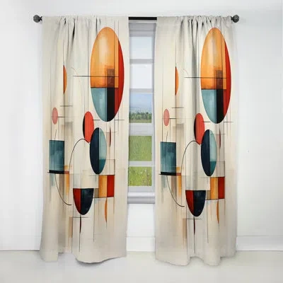Design Art Colorful Mid Century Geometry Patchwork Iv - Minimalism Abstract Blackout Curtain - 1 Panels In Multi-color