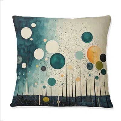 Design Art Colorful Mid Century Minimalist Oasis I - Minimalism Printed Throw Pillow In Blue;black;brown;green;red;yellow