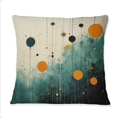Design Art Colorful Mid Century Minimalist Oasis Iii - Minimalism Printed Throw Pillow In Blue;black;brown;green;red;yellow