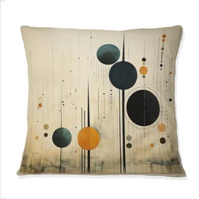 Design Art Colorful Mid Century Minimalist Oasis Iv - Minimalism Printed Throw Pillow In Blue;black;brown;green;red;yellow