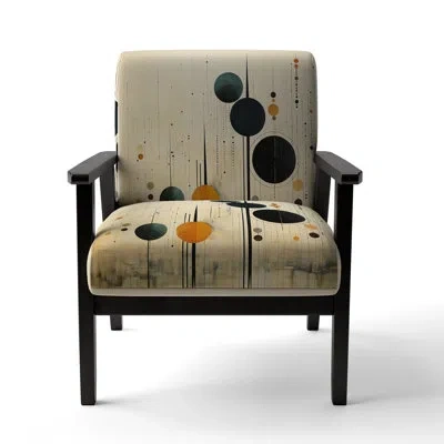 Design Art Colorful Mid Century Minimalist Oasis Iv - Upholstered Modern Arm Chair In Black Square Arms