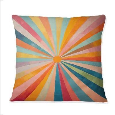 Design Art Colorful Mid Century Optical Serenade I - Abstract Midcentury Printed Throw Pillow In Blue;black;brown;green;red;yellow