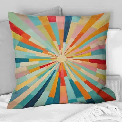 Design Art Colorful Mid Century Optical Serenade Iii - Abstract Midcentury Printed Throw Pillow In Blue;black;brown;green;red;yellow