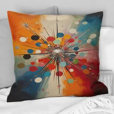 Design Art Colorful Mid Century Optical Serenade Iv - Abstract Midcentury Printed Throw Pillow In Red