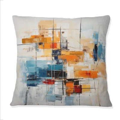 Design Art Colorful Mid Century Retro Reflections Iii - Abstract Midcentury Printed Throw Pillow In Blue;black;brown;green;red;yellow