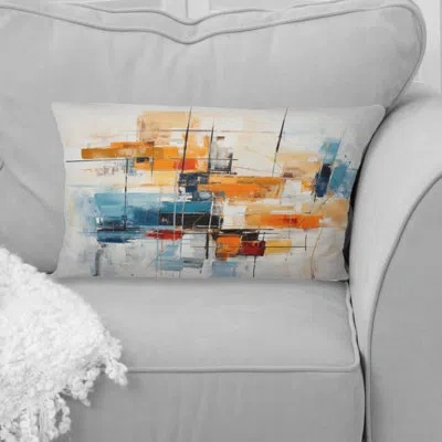 Design Art Colorful Mid Century Retro Reflections Iii - Abstract Midcentury Printed Throw Pillow In Multi-color