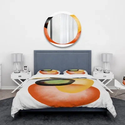 Design Art Colorful Minimal Shapes Viii - Modern Duvet Cover Set In Red,yellow