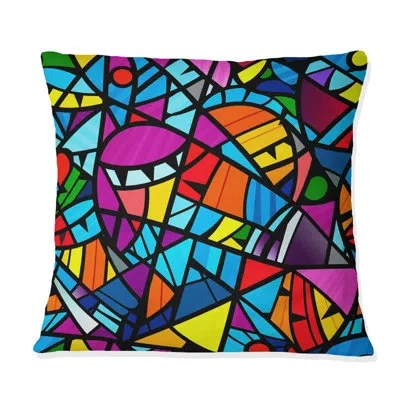 Design Art Colorful  Modern Mosaic Iv - Modern Throw Pillow In Blue;black;pink