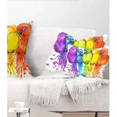 Design Art Colorful Parrots - Animal Printed Throw Pillow