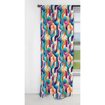 Design Art Colorful Popart Groovy Gradient Canvas Ii - Abstract Geometric Blackout Curtain - 1 Panels In Green;purple
