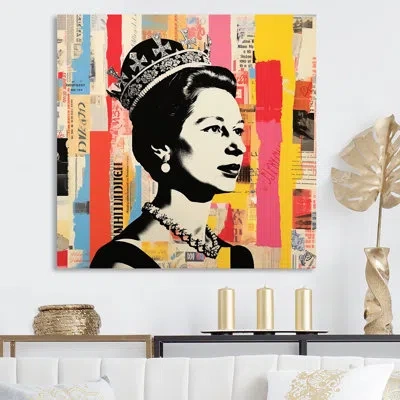 Design Art Colorful Popart Iconic Uk Queen 4 - Celebrity Wall Art In Wrapped Canvas
