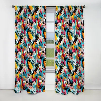 Design Art Colorful Popart Vortex Fusion I - Abstract Curtain - Blackout Geometric Curtain - 1 Panels In Multi-color