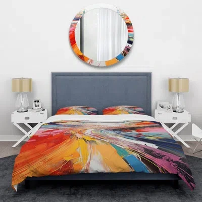 Design Art Colorful Race Tracks Of Surrealism Land 3 - Race Tracks Duvet Cover Set In Blue;yellow