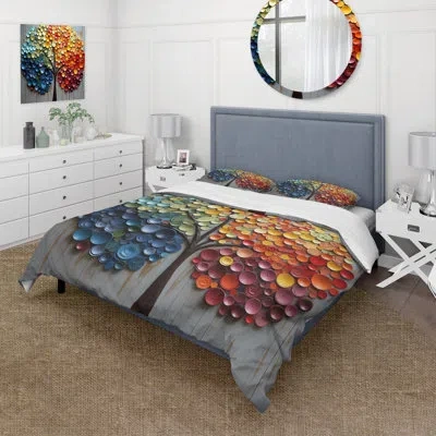 Design Art Colorful Rainbow Tree Of 4 Seasons - Trees Duvet Cover Set