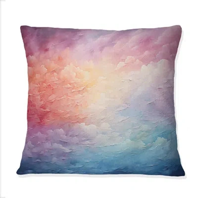 Design Art Colorful Sky Photo Misty Morning - Sky Printed Throw Pillow In Blue;black;brown;green;red;yellow