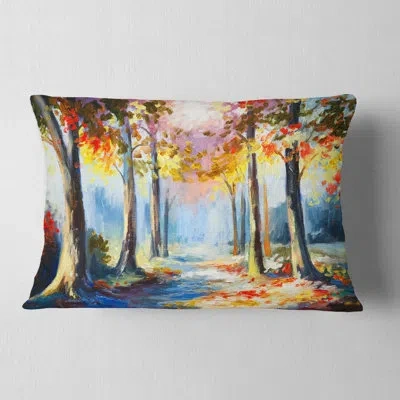 Design Art Colorful Spring Forest - Landscape Printed Throw Pillow