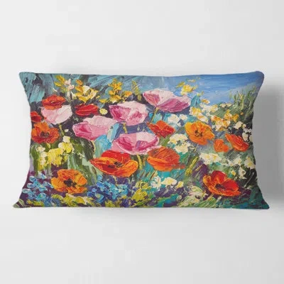 Design Art Colorful Spring Wildflowers - Traditional Printed Pillow