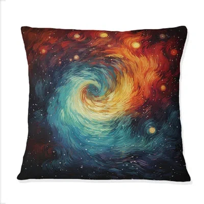 Design Art Colorful Storm Whirling Kaleidoscope I - Storms Printed Throw Pillow In Multi-color