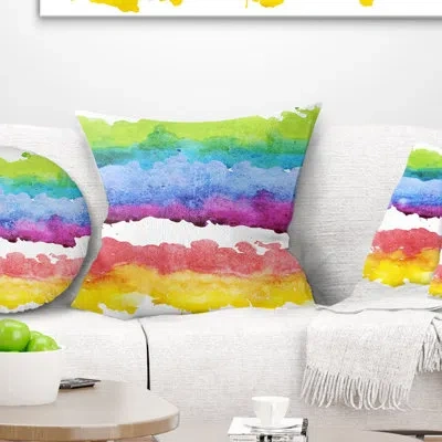 Design Art Colorful Stripes In Vector Pattern - Abstract Printed Pillow In Blue;green