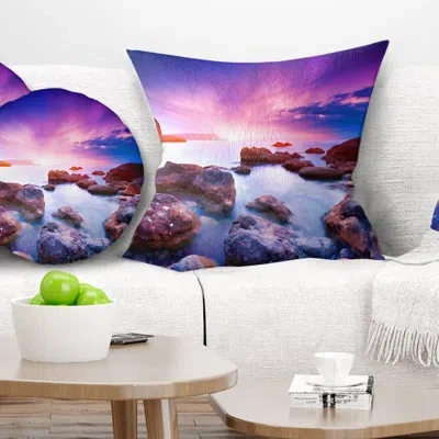 Design Art Colorful Summer Sea - Sea & Shore Printed Throw Pillow