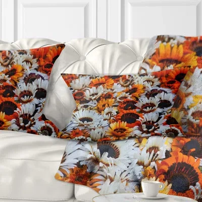 Design Art Colorful Sunflowers In Garden - Floral Printed Throw Pillow