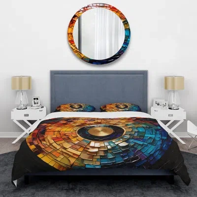 Design Art Colorful Vinyl Record Vinyl Mosaic Ii - Vinyl Records Duvet Cover Set In Multi-color