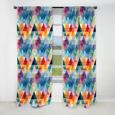 Design Art Colorful Watercolor Triangle Blaze - Abstract Curtain - Blackout Geometric Curtain - 1 Panels In Multi-color