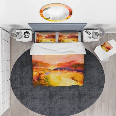 Design Art Colorful Yellow Red Floral Background - Floral Duvet Cover Set - Microfiber Polyester