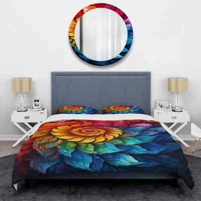 Design Art Colorfulfloral Fractal Spiral I - Abstract  Fractal Duvet Cover Set