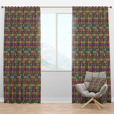 Design Art Colors Squares Abstract Pattern - Geometric Curtain - Velvet Room Darkening - 1 Panel