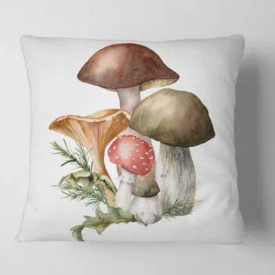 Design Art Composition With Mushrooms Amanita Muscaria Square Pillow Cover & Insert In Brown