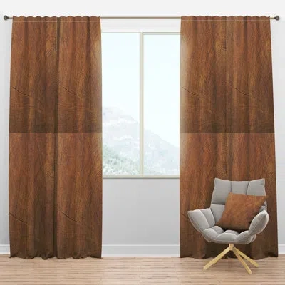 Design Art Concentric Annual Tree Rings - Farmhouse Curtain - Velvet Room Darkening - 1 Panel In Brown