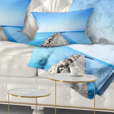 Design Art Concrete And Rocks Pier - Sea & Shore Printed Throw Pillow