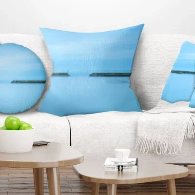 Design Art Concrete Pier And Stairs - Sea & Shore Printed Pillow