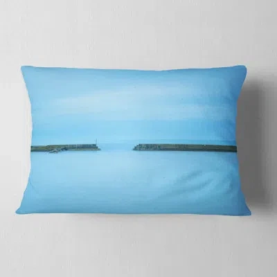 Design Art Concrete Pier And Stairs - Sea & Shore Printed Throw Pillow