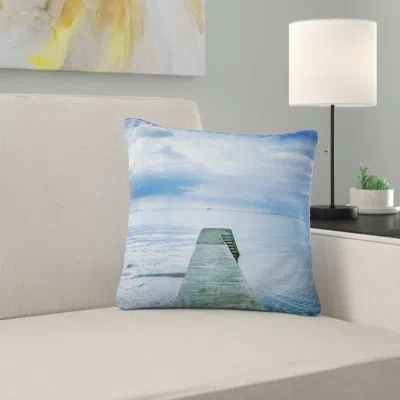 Design Art Concrete Pier Under Cloudy Sky - Sea & Shore Printed Pillow